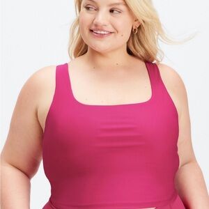 Fabletics Scoop Neck Plus-Size Sports Bra — Fuchsia Pink
